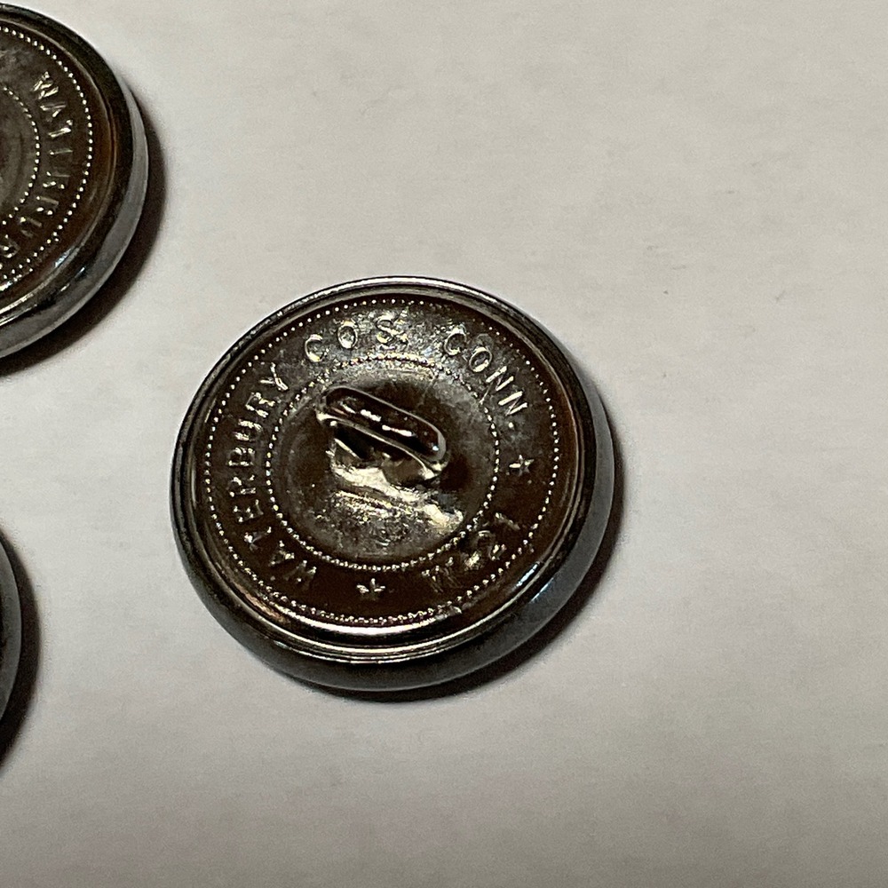 Waterbury Button Co Winged Star Military Buttons 3pc Silver Tone 0.75" Vintage - Picture 3 of 5